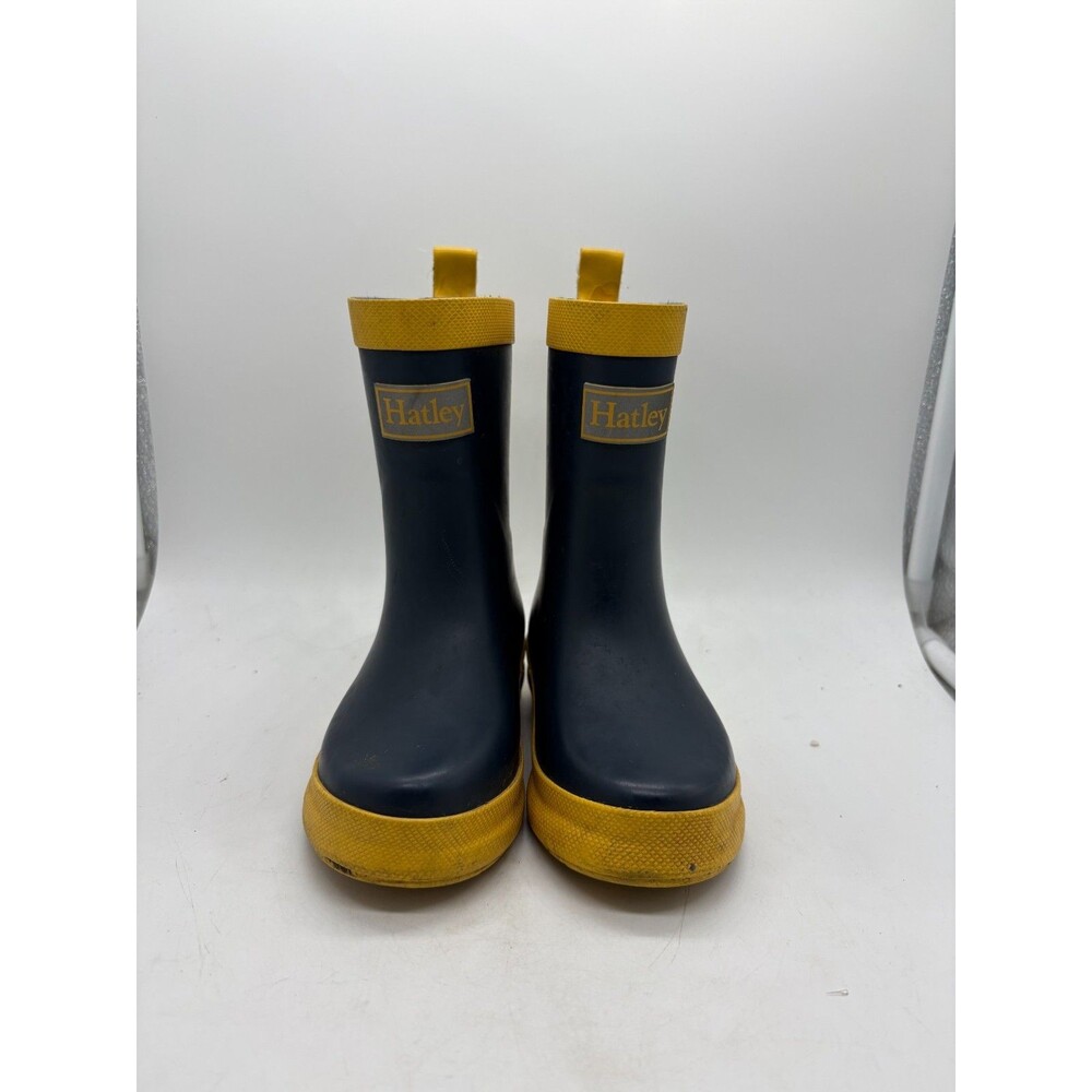Hatley Unisex Kids Rainboots Yellow And Navy Rubber Boots Size 6 UK US 7